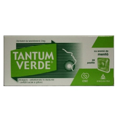 TANTUM VERDE CU AROMA DE MENTA 3 mg x 20 PASTILE 3mg CSC PHARMACEUTICALS